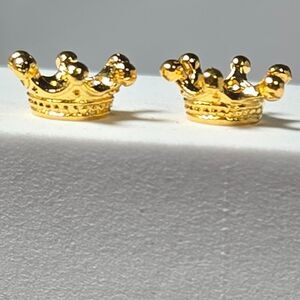 5pcs - Gold Crown Spacer Beads Charm Bracelet Set DIY Jewelry Shiny Royal Tiara